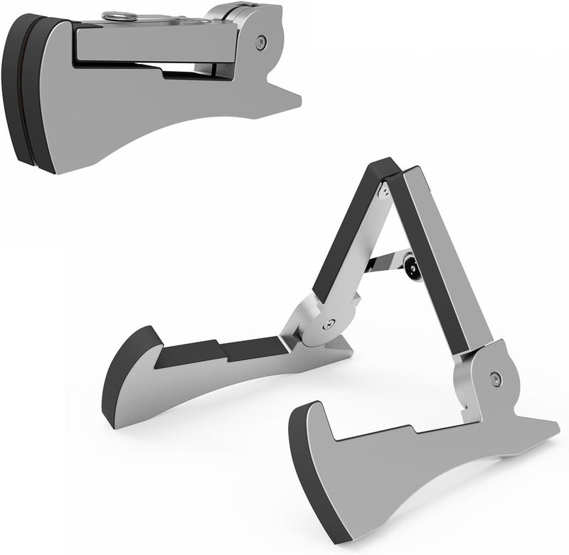 DIDA Portable Travel Guitar Stand, Lightweight Stable A- Frame Plastic Guitar Stand Holder for Acoustic, Electric Guitars, Ukulele, Foldable Guitar Stand Floor, Single Guitar Holder (Silver) - Image 1